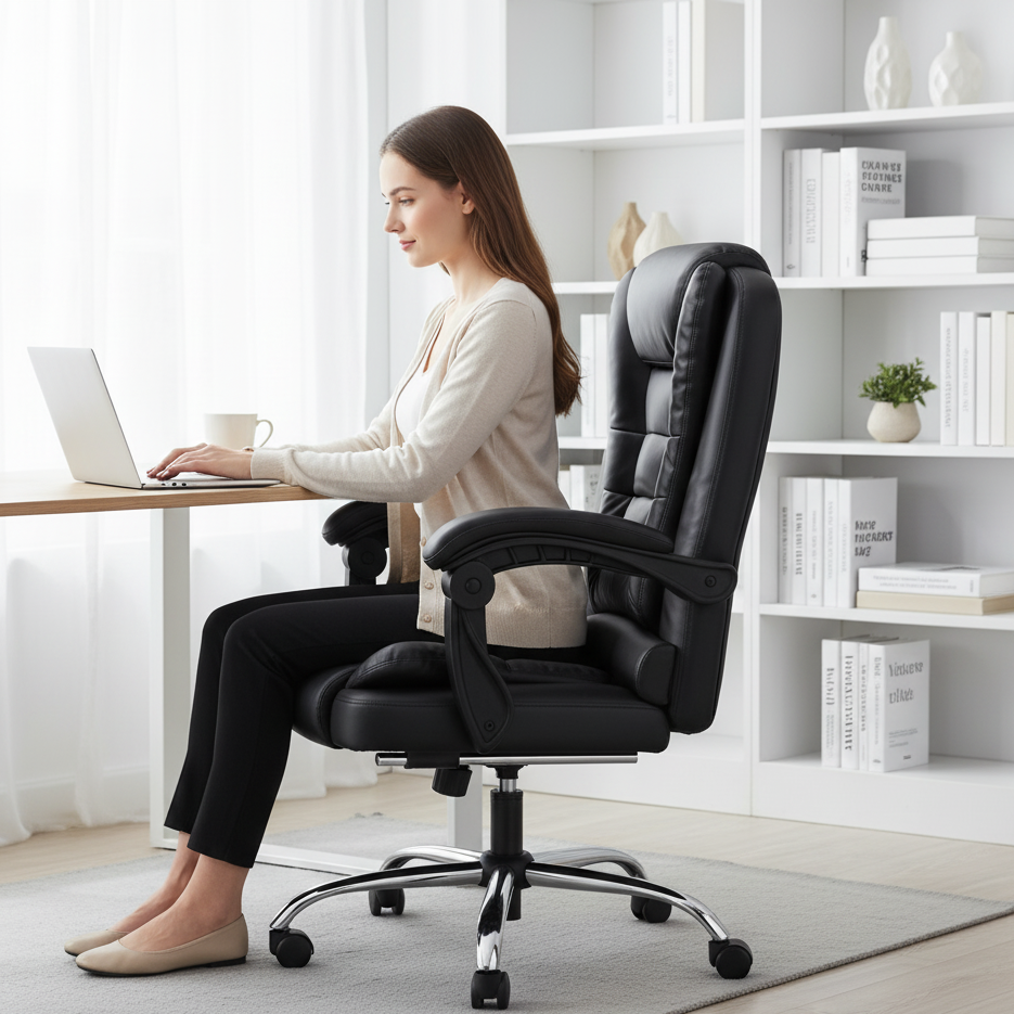 Ergonomic 08 - Chaise de bureau Ergonomique confortable avec support de jambes