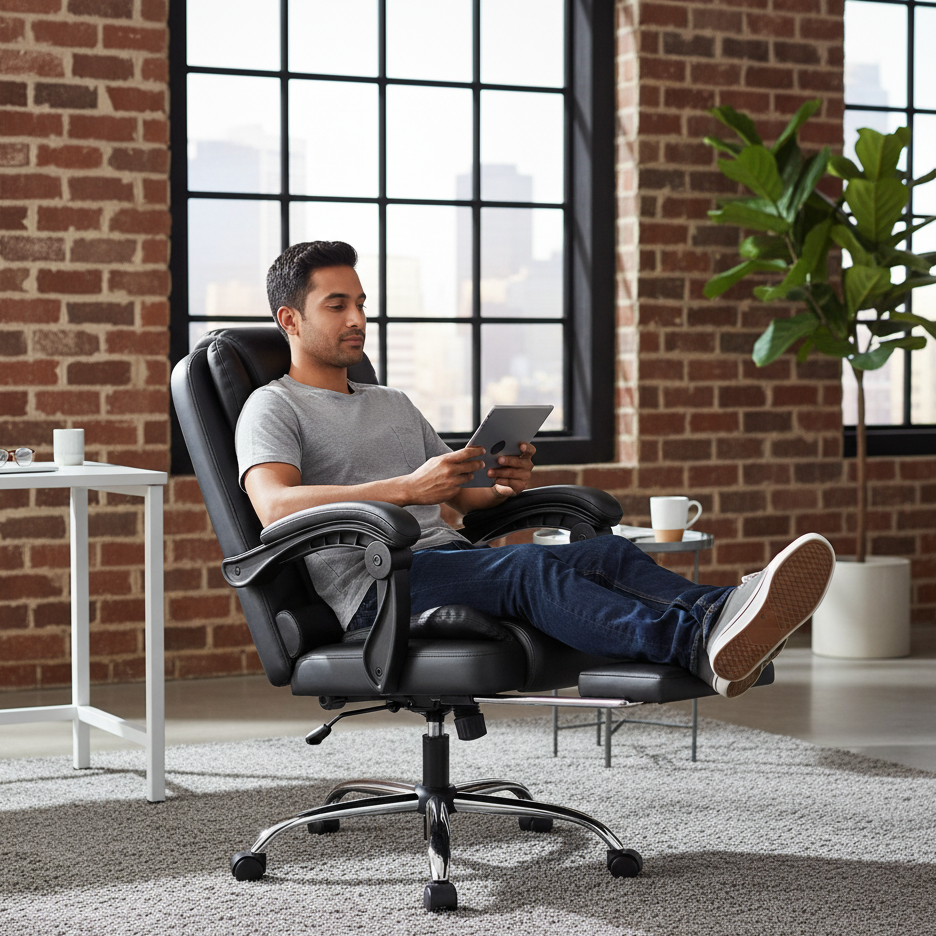 Ergonomic 08 - Chaise de bureau Ergonomique confortable avec support de jambes