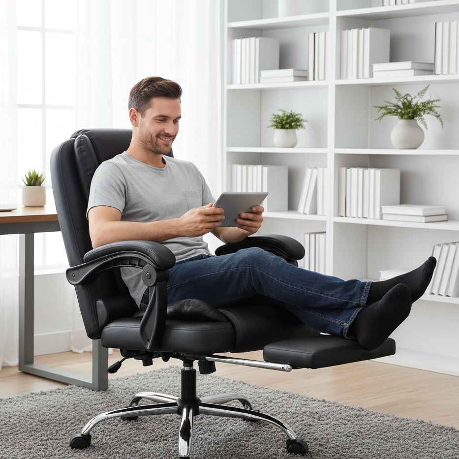 Ergonomic 08 - Chaise de bureau Ergonomique confortable avec support de jambes