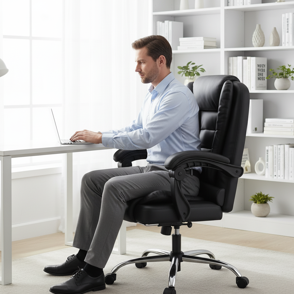 Ergonomic 08 - Chaise de bureau Ergonomique confortable avec support de jambes